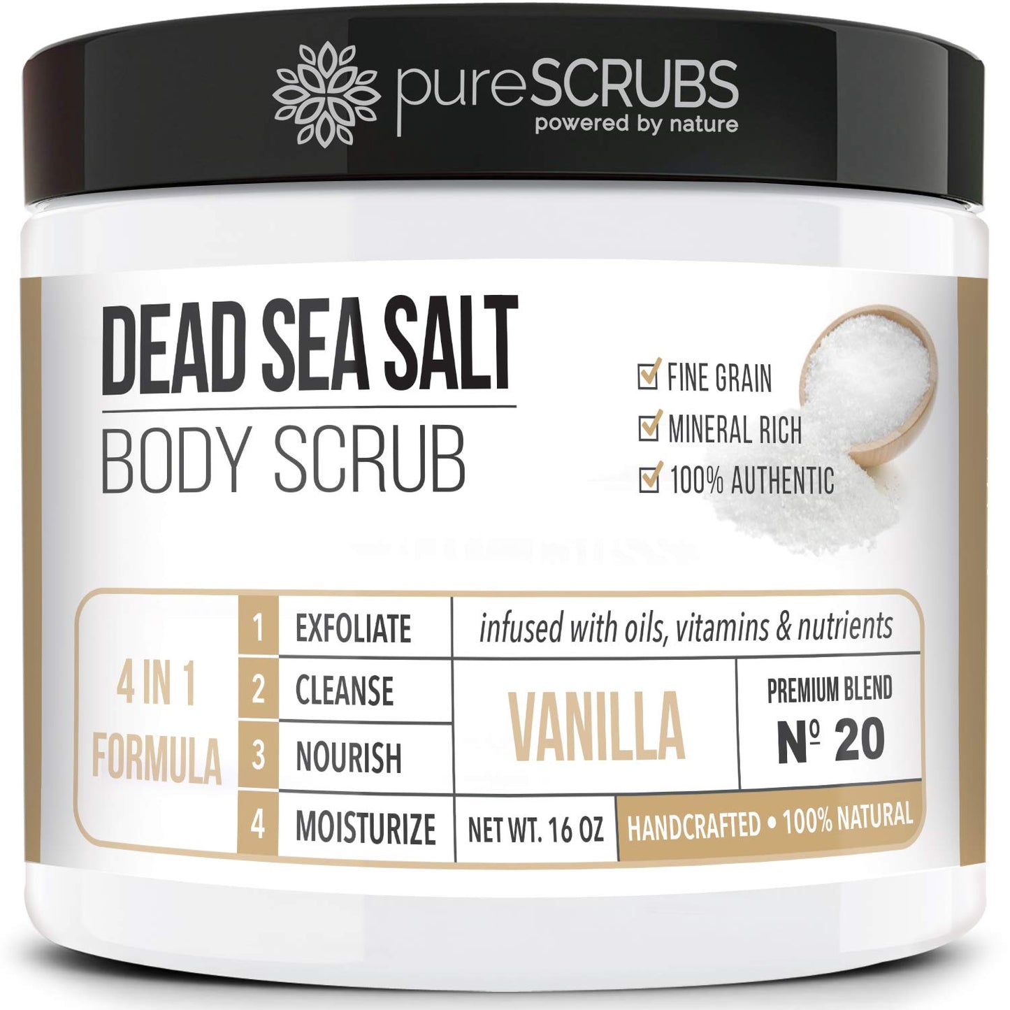 Premium Coconut Body Scrub Set - Large 16Oz Dead Sea Salt Body Scrub with Infused Essential Oils & Nutrients, Includes Wooden Spoon, Loofah & Oatmeal Exfoliating Bar Soap