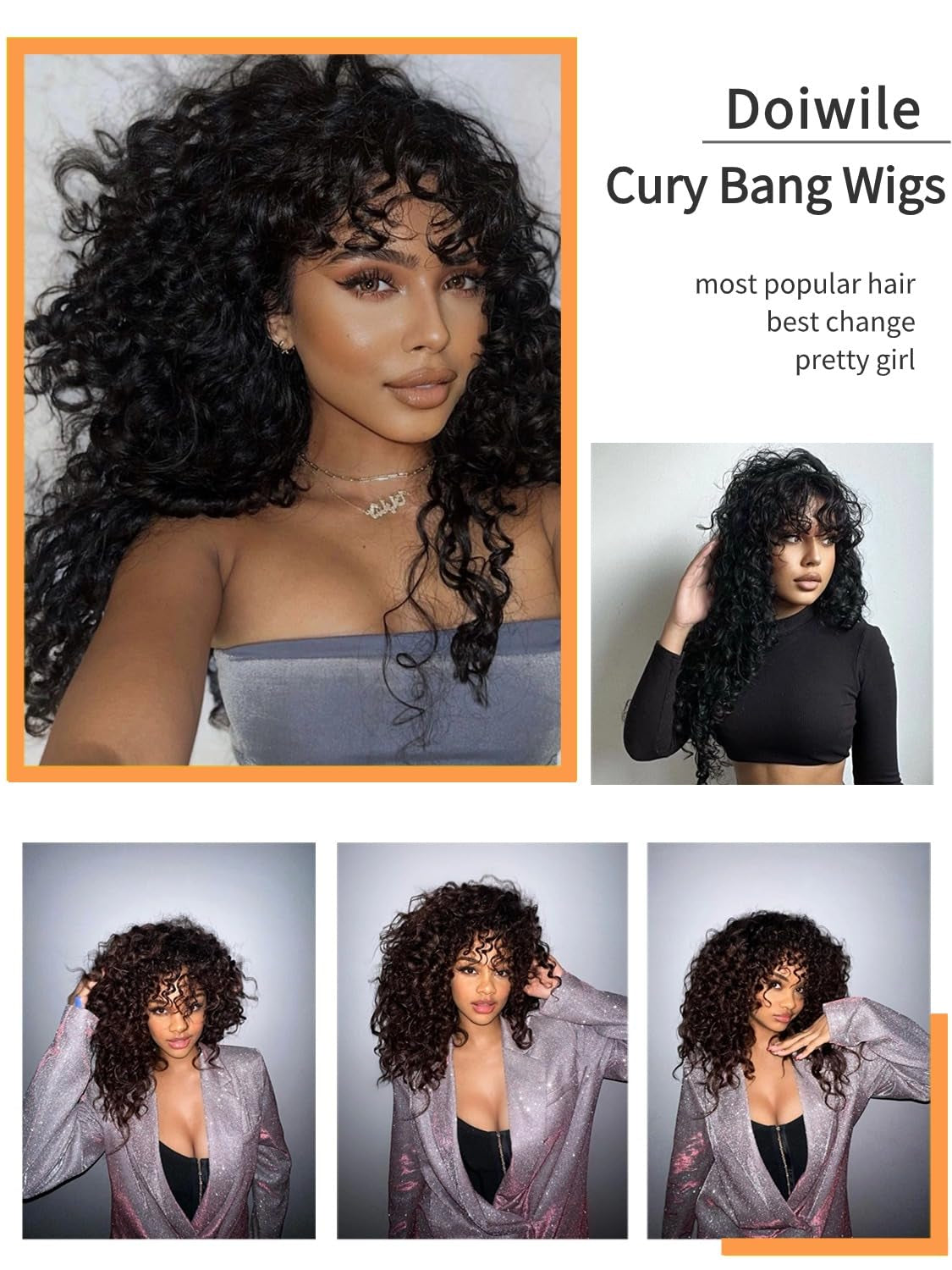 Wig with Bangs Human Hair 4X4 HD Lace Glueless Wigs Human Hair Cury Wave Human Hair Wigs with Bangs for Black Women