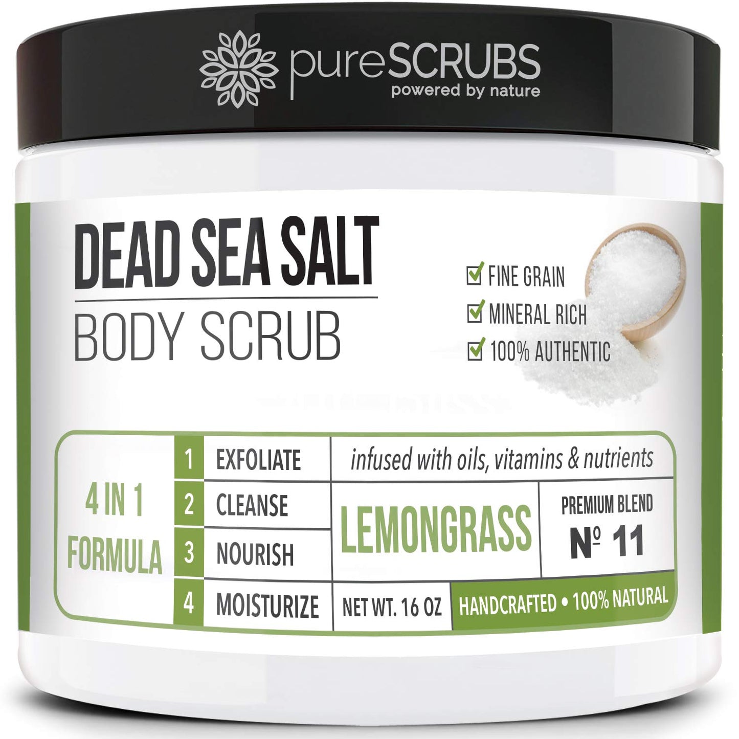 Premium Coconut Body Scrub Set - Large 16Oz Dead Sea Salt Body Scrub with Infused Essential Oils & Nutrients, Includes Wooden Spoon, Loofah & Oatmeal Exfoliating Bar Soap