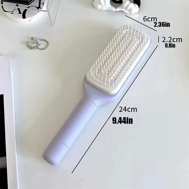 Automatic Cleaning Rotating Lifting Comb Self Cleaning Hairbrush Rotating Retractable anti Static Massage Comb Scalp Hair Comb