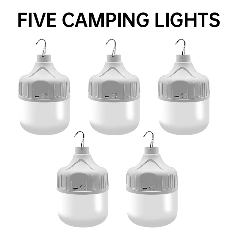 USB Rechargeable Portable Camping Light Bulb, Waterproof Tent Hanging Light, Outdoor Hiking Picnic Fishing Light