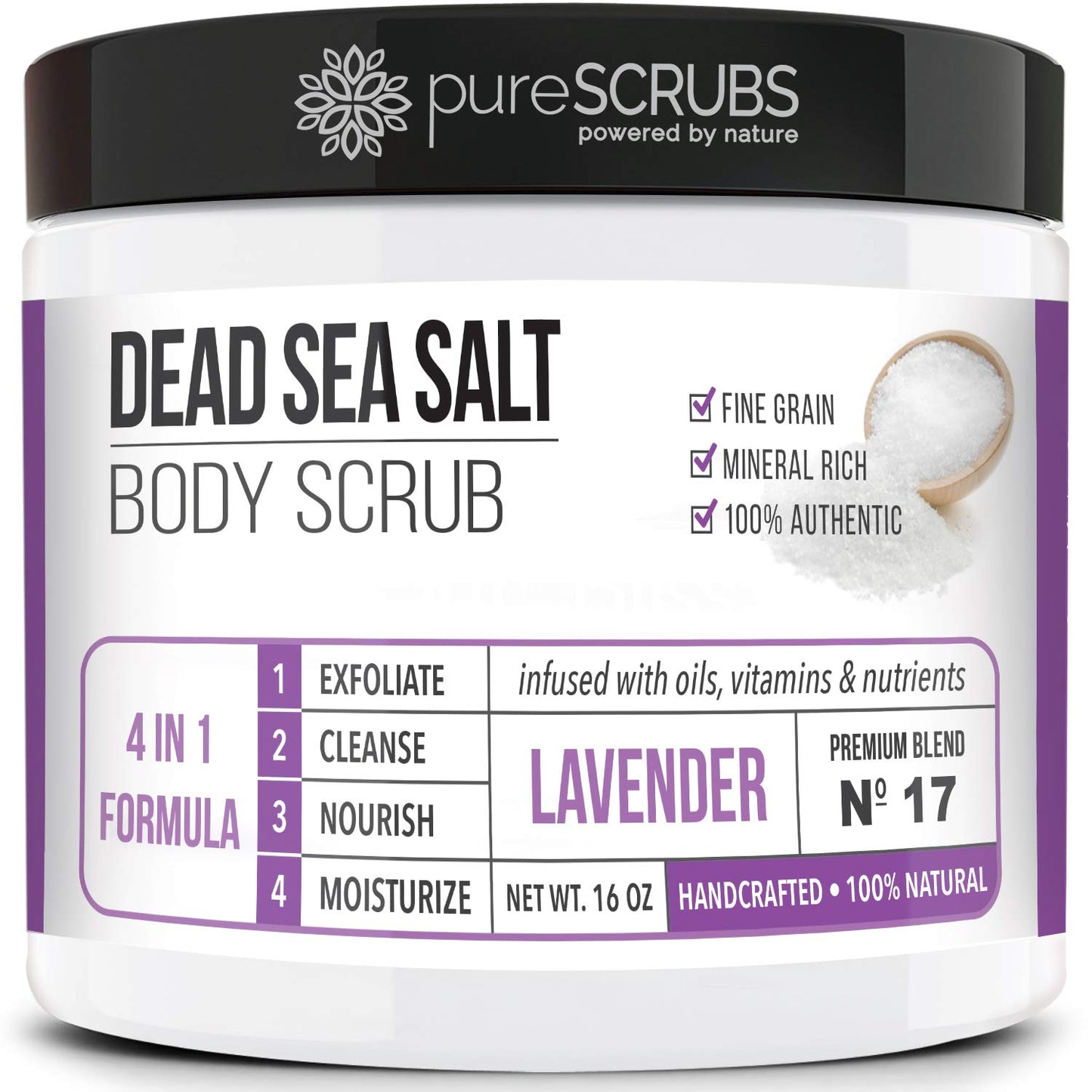 Premium Coconut Body Scrub Set - Large 16Oz Dead Sea Salt Body Scrub with Infused Essential Oils & Nutrients, Includes Wooden Spoon, Loofah & Oatmeal Exfoliating Bar Soap